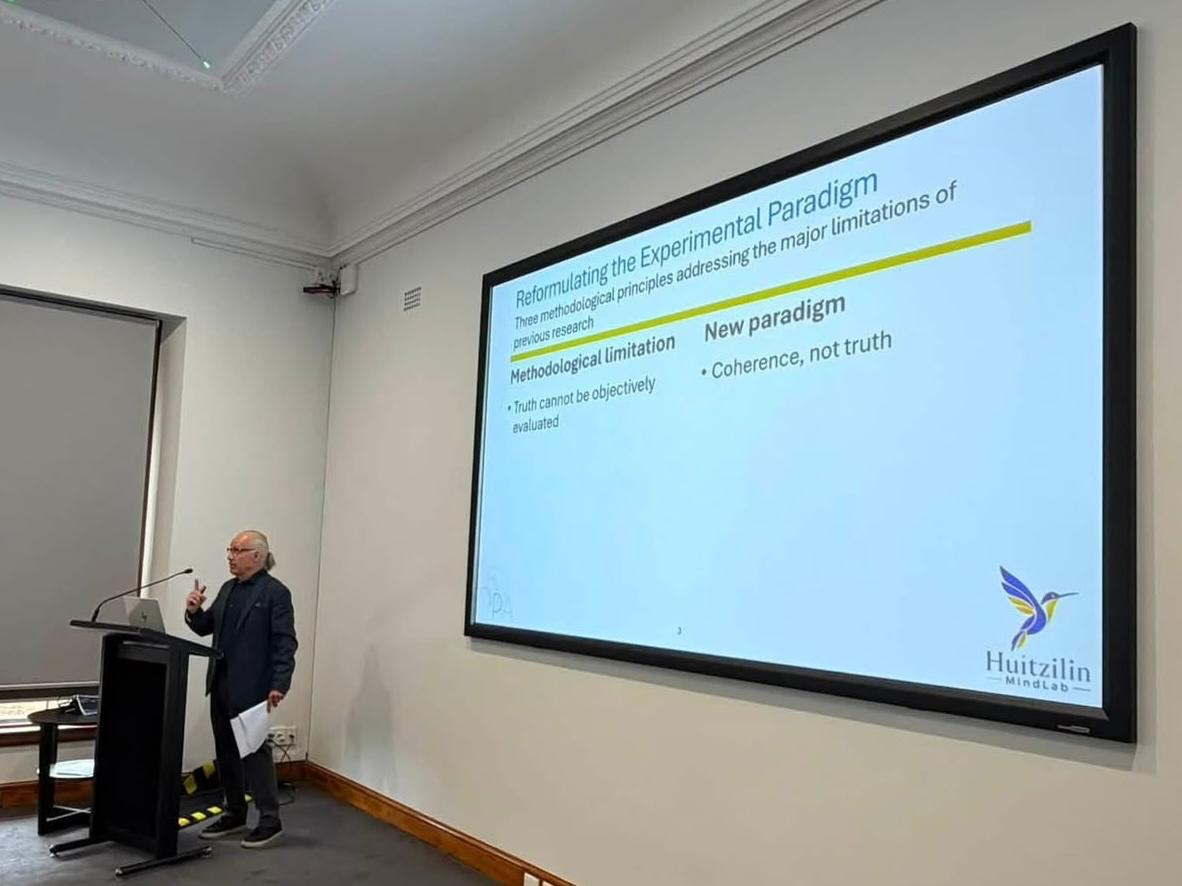 Enrique Saldivar presenting the Themis Protocol at Parapsychology Dialogues 2026 in Sydney